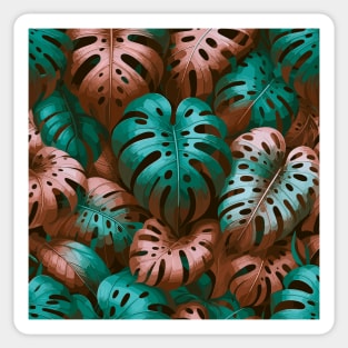 Pastel Monstera Tropical Leaves Sticker